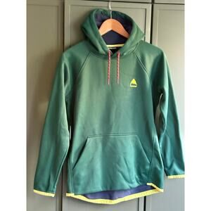 BURTON mens sz S green weatherproof fleece pullover hoodie EUC